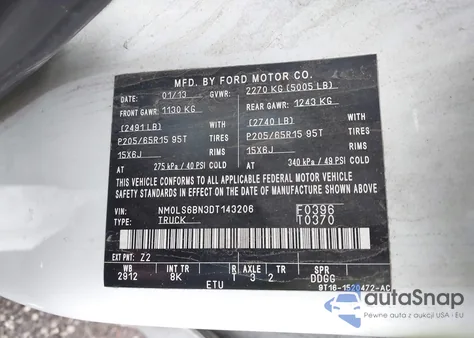 2013 Ford Transit Connect Xlt from USA, damaged, VIN NM0LS6BN3DT143206